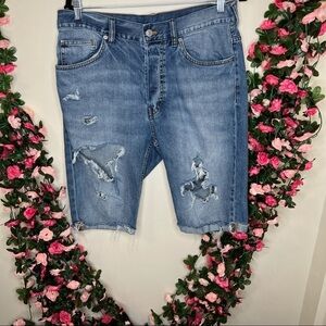 Divided Shorts Mens Distressed Blue Denim Jean Shorts 32 Casual Outdoor Walking